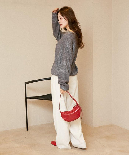 亮片羽毛寬鬆針織衫