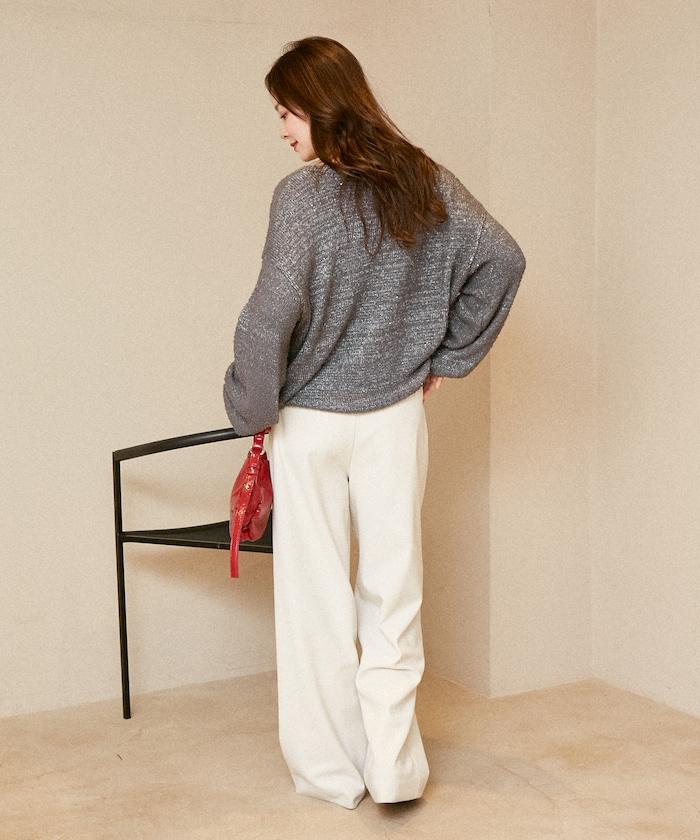 亮片羽毛寬鬆針織衫