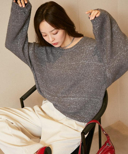 亮片羽毛寬鬆針織衫