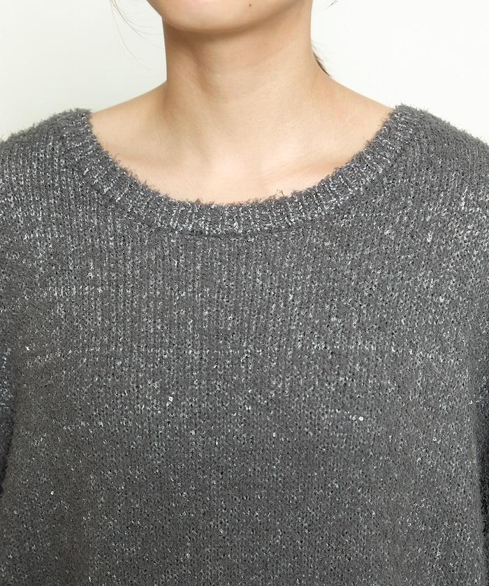 亮片羽毛寬鬆針織衫