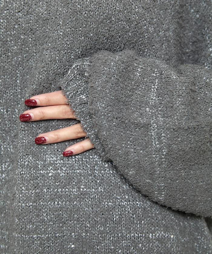 亮片羽毛寬鬆針織衫