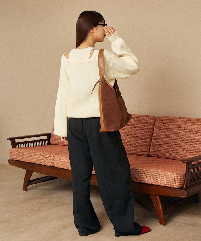 背心疊穿風格亨利領開口針織套頭衫