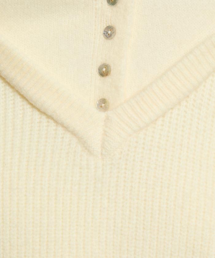 背心疊穿風格亨利領開口針織套頭衫