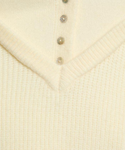 背心疊穿風格亨利領開口針織套頭衫