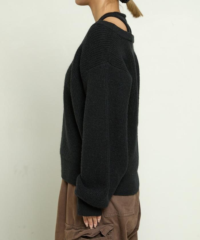 背心疊穿風格亨利領開口針織套頭衫