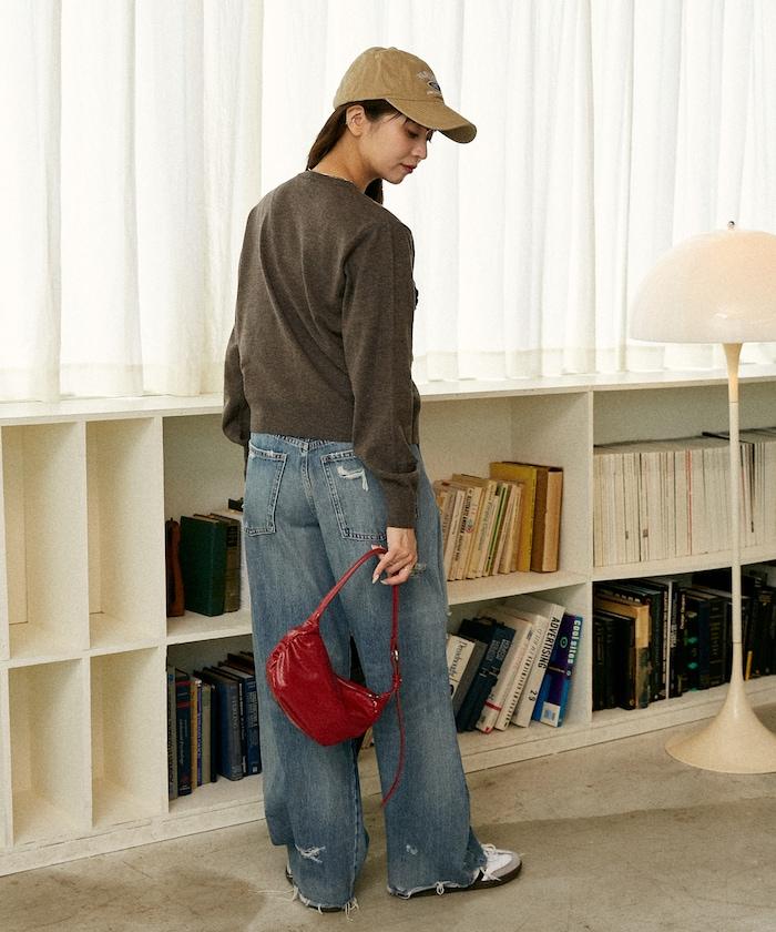 荷葉邊藝術圓領針織開衫