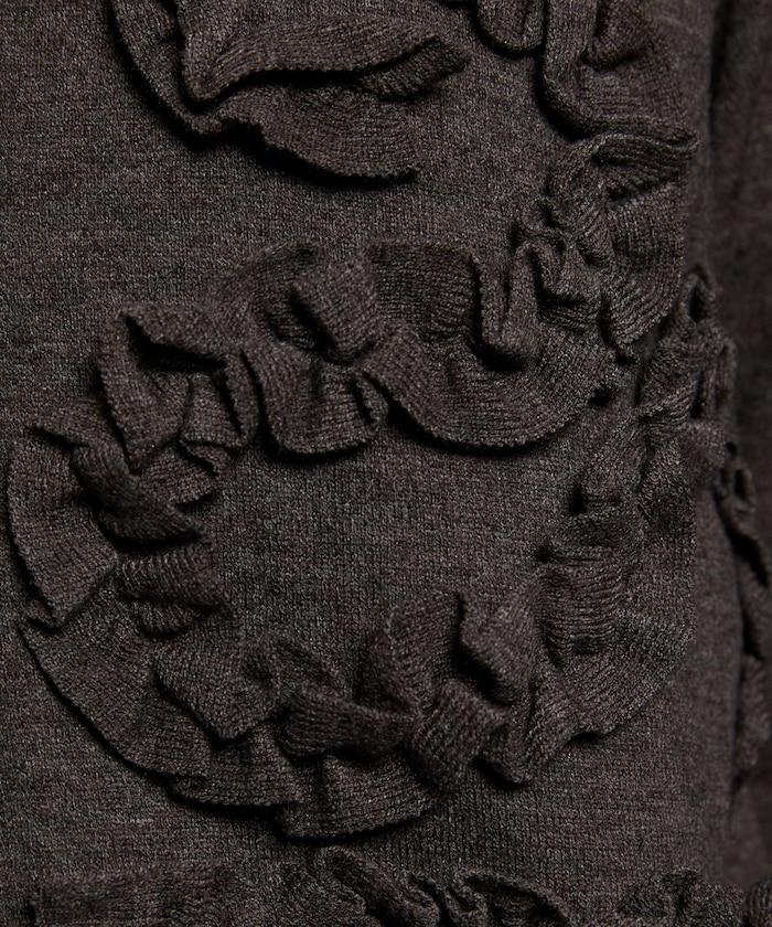 荷葉邊藝術圓領針織開衫