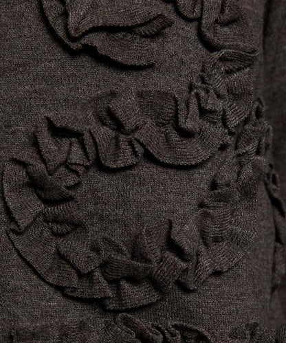 荷葉邊藝術圓領針織開衫