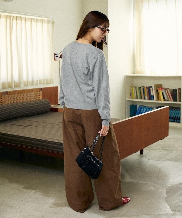 荷葉邊藝術圓領針織開衫