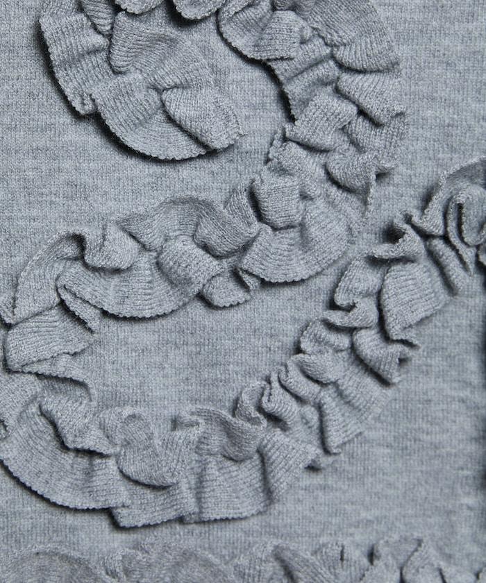 荷葉邊藝術圓領針織開衫