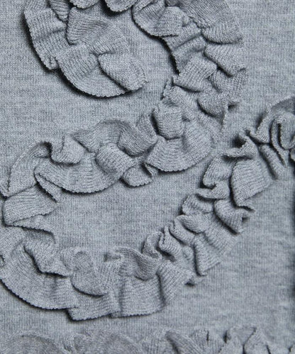 荷葉邊藝術圓領針織開衫