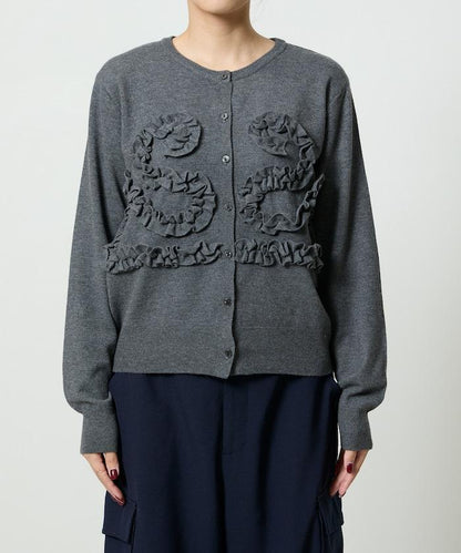 荷葉邊藝術圓領針織開衫