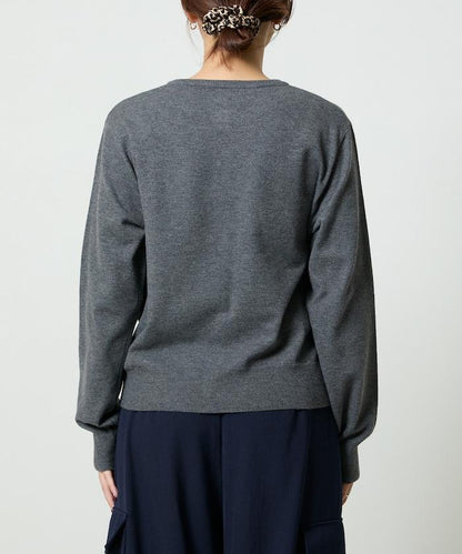 荷葉邊藝術圓領針織開衫