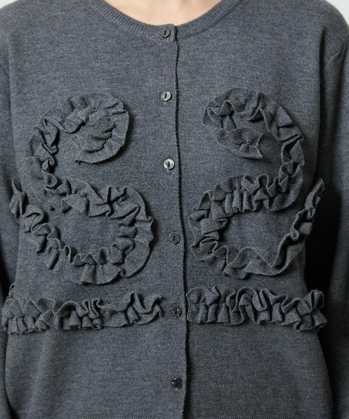 荷葉邊藝術圓領針織開衫