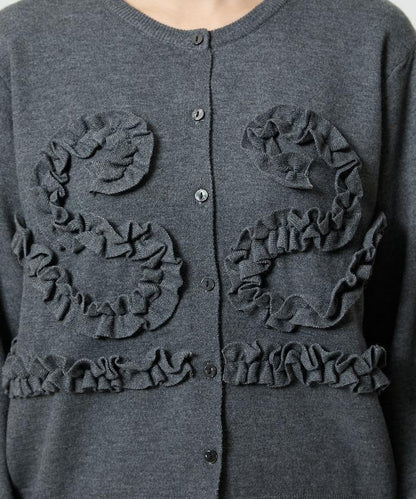 荷葉邊藝術圓領針織開衫