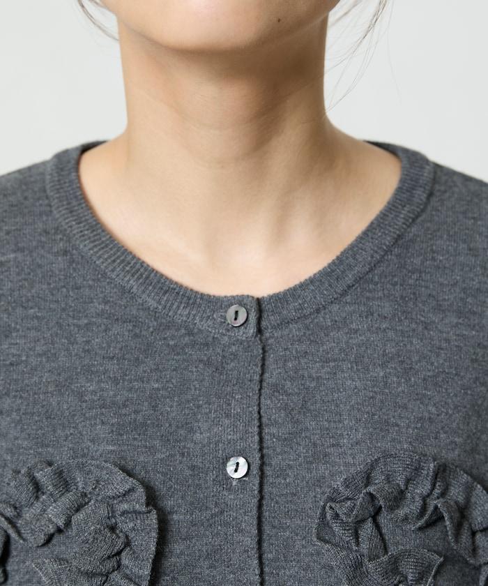 荷葉邊藝術圓領針織開衫