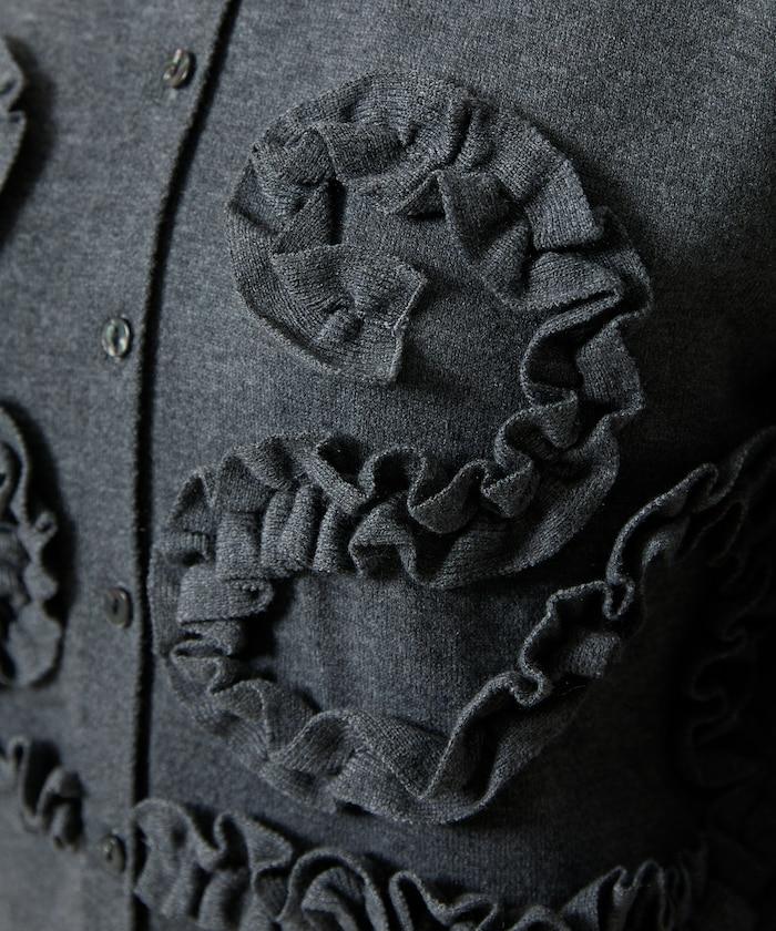 荷葉邊藝術圓領針織開衫