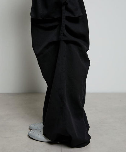 帶側口袋褶皺長褲