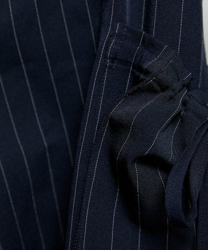 帶側口袋褶皺長褲