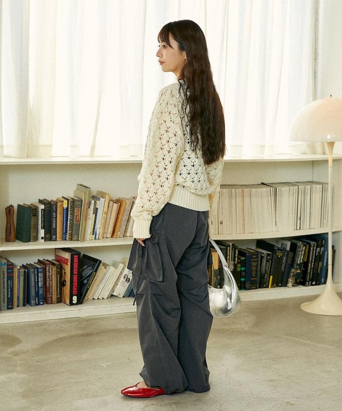 鏤空編織拉鍊開衫