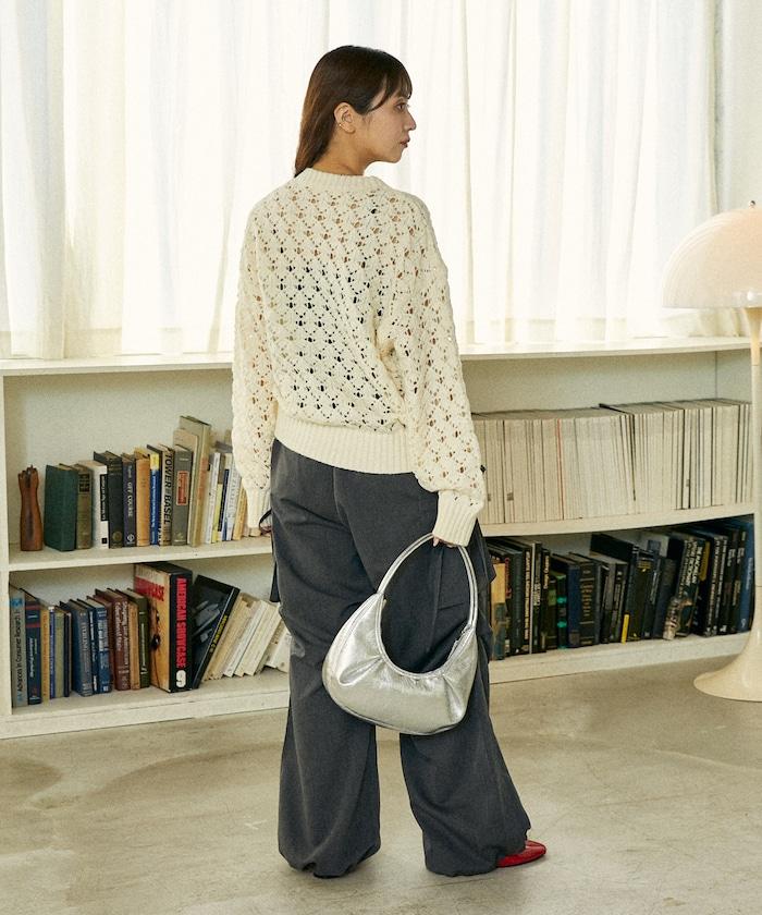 鏤空編織拉鍊開衫