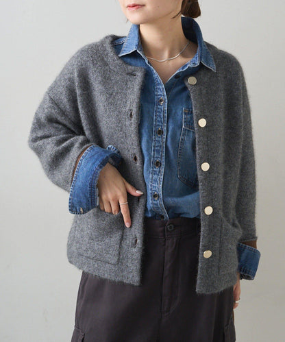 雙面針織無領夾克