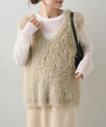 毛絨針織背心