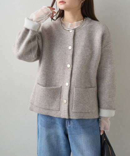 雙面針織無領夾克