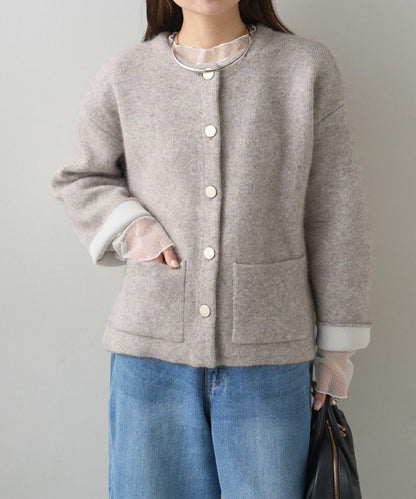 雙面針織無領夾克