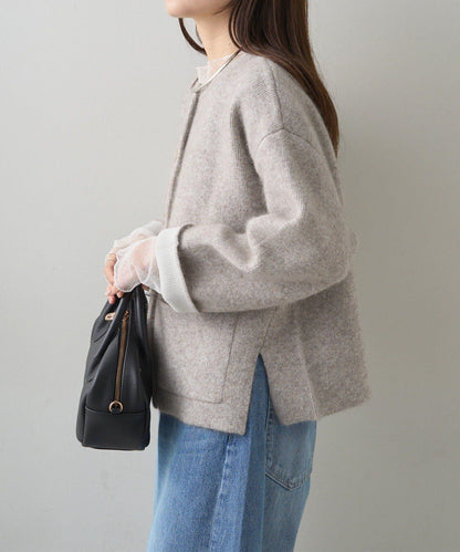 雙面針織無領夾克