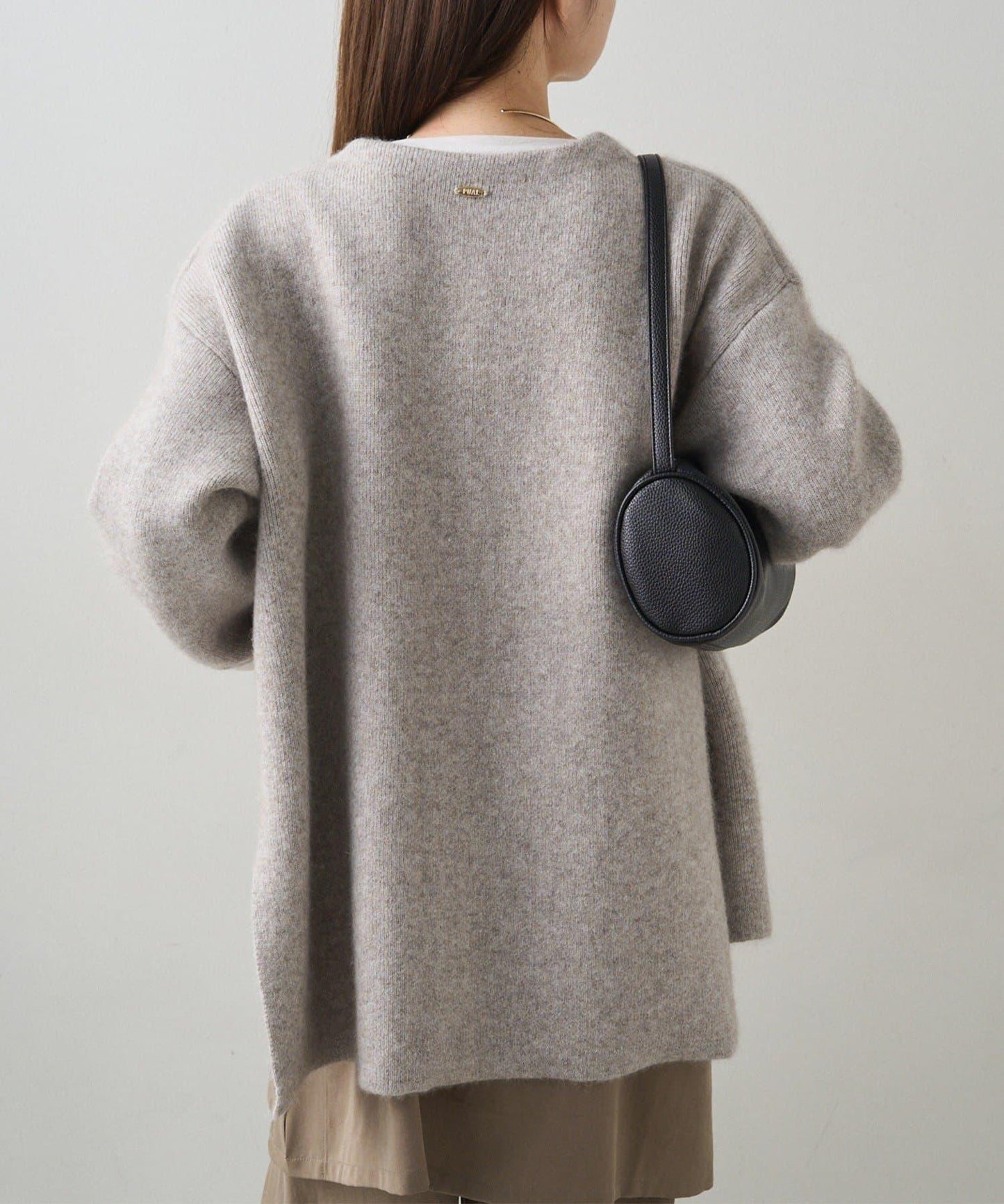 雙面針織無領中長款大衣