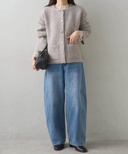 雙面針織無領夾克