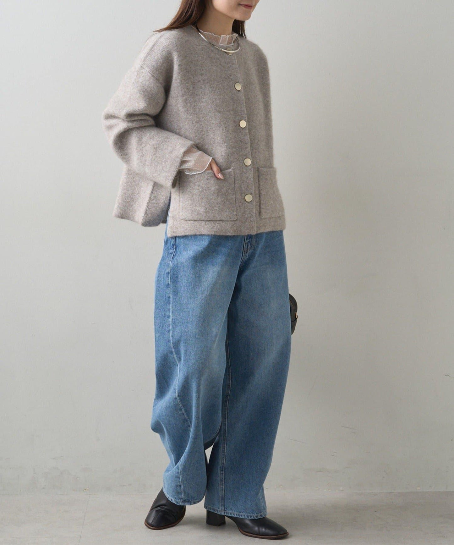 雙面針織無領夾克