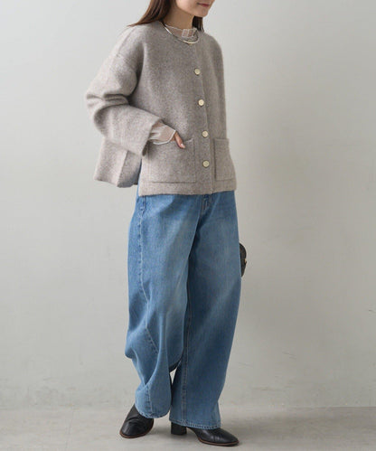 雙面針織無領夾克