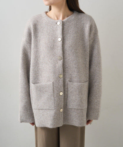 雙面針織無領中長款大衣