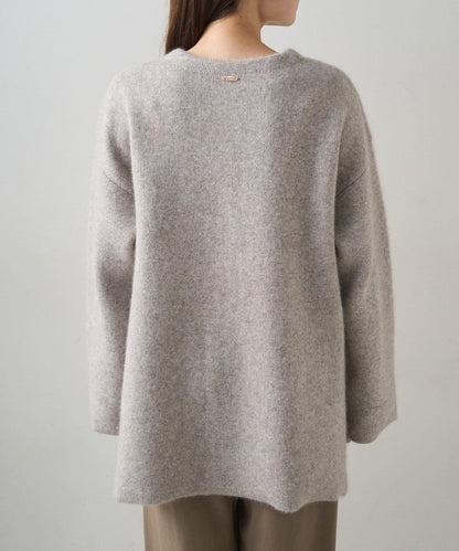 雙面針織無領中長款大衣