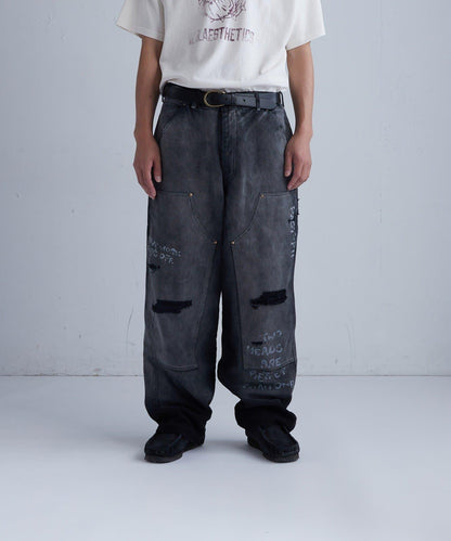 FromVintage 塗鴉鴨子雙膝褲