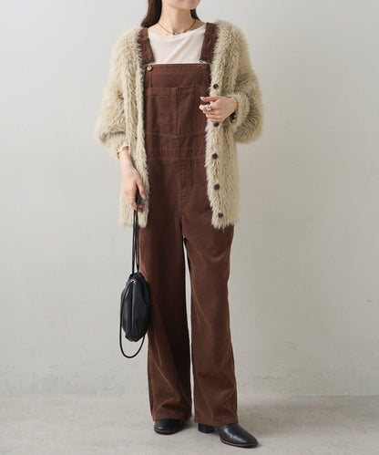 毛絨針織V領開衫