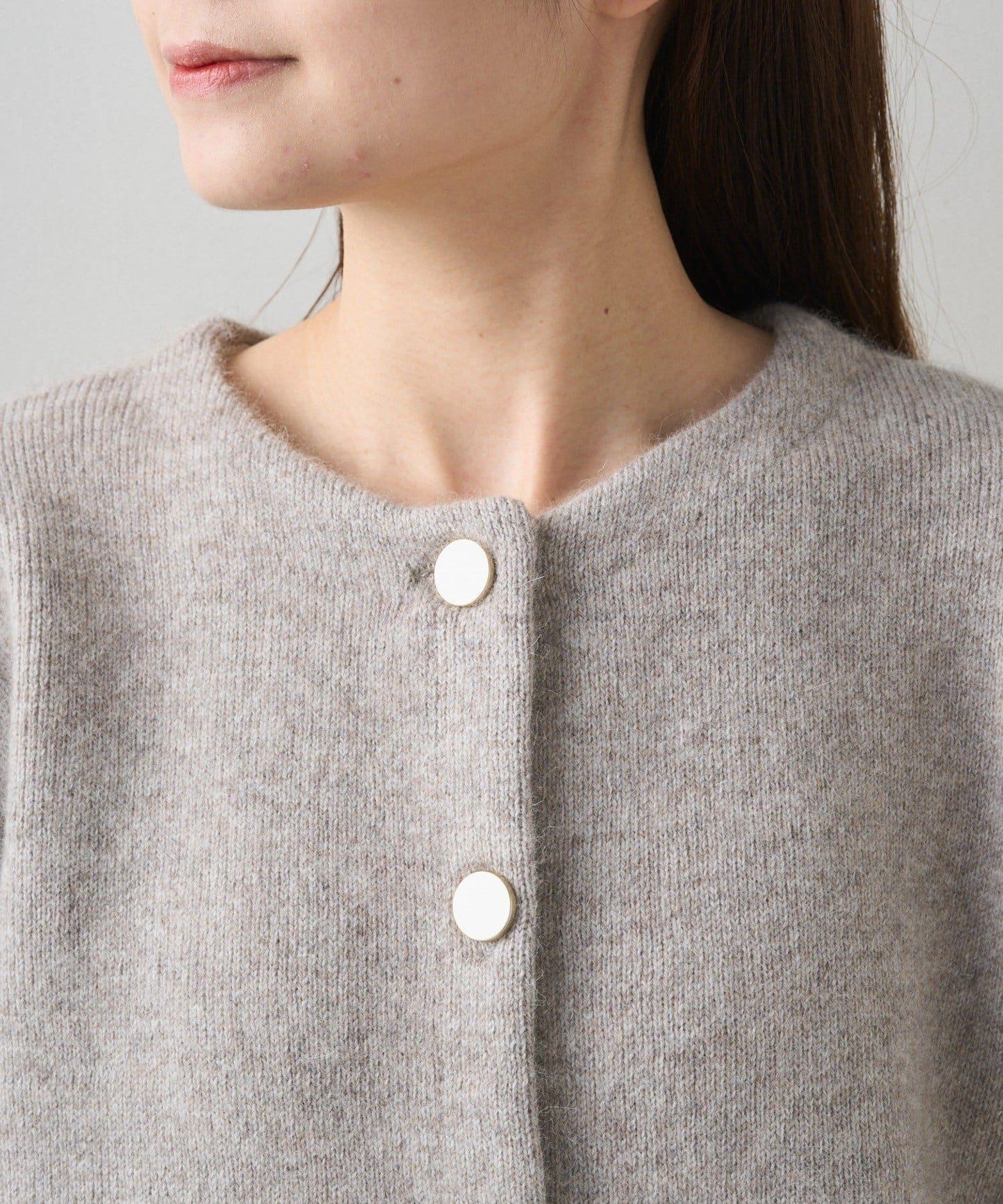 雙面針織無領中長款大衣