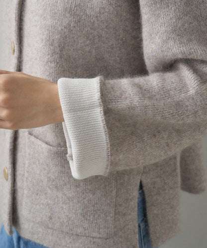 雙面針織無領夾克