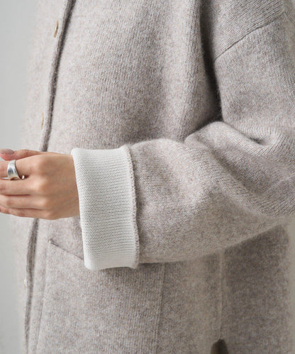 雙面針織無領中長款大衣