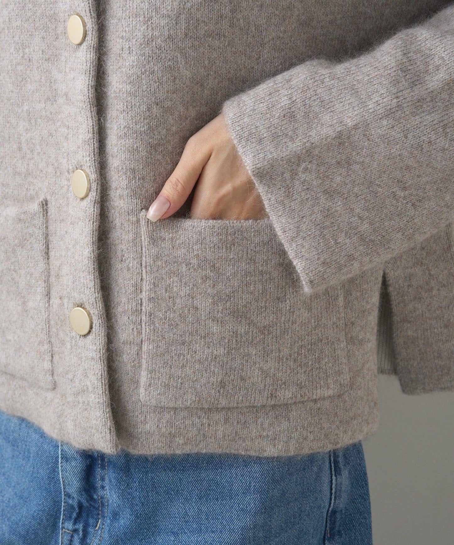 雙面針織無領夾克