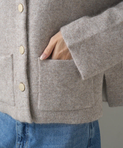 雙面針織無領夾克