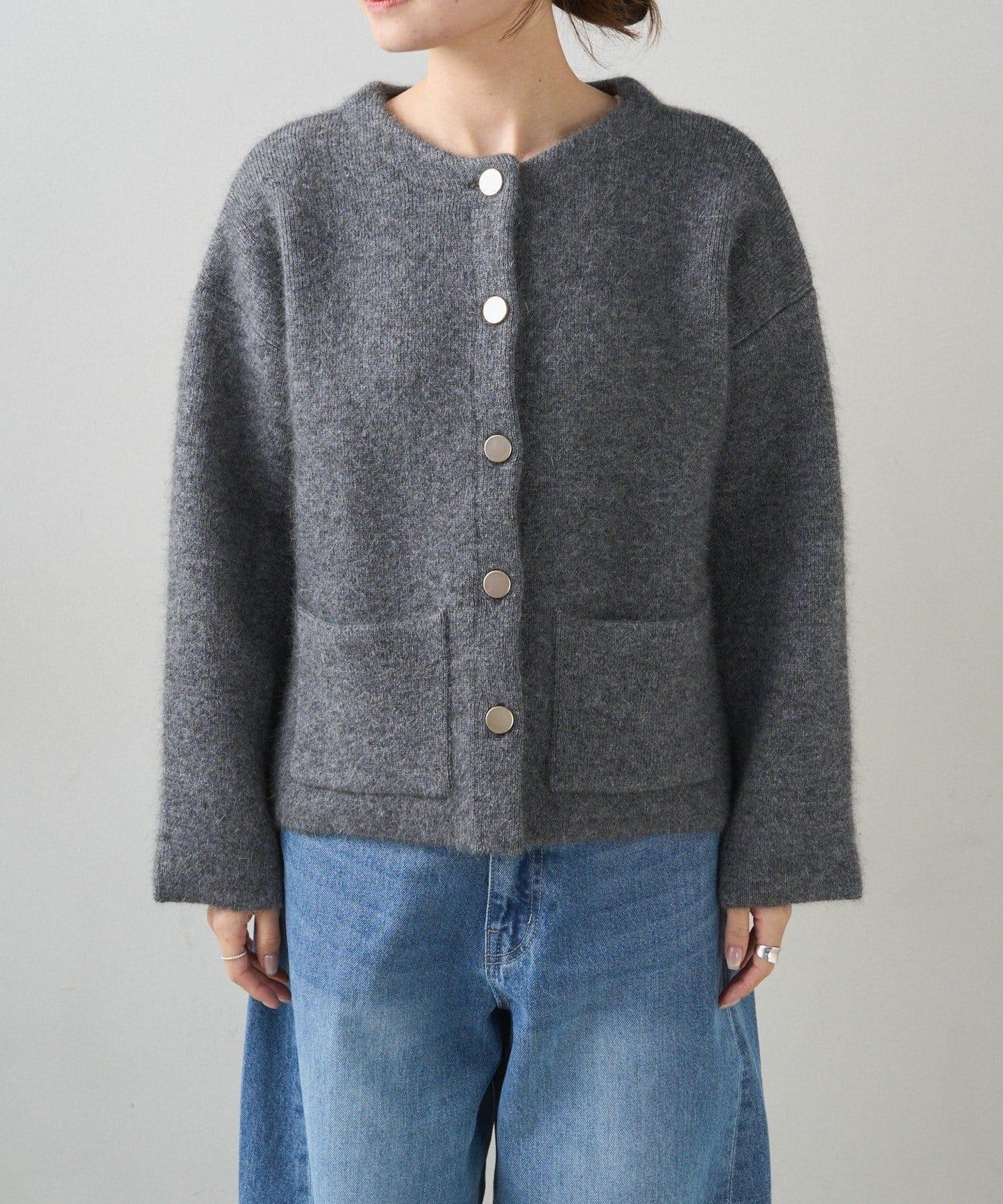 雙面針織無領夾克