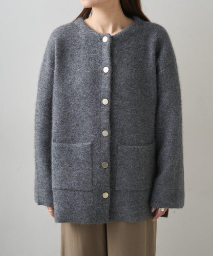 雙面針織無領中長款大衣