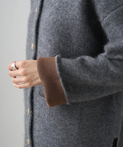 雙面針織無領中長款大衣