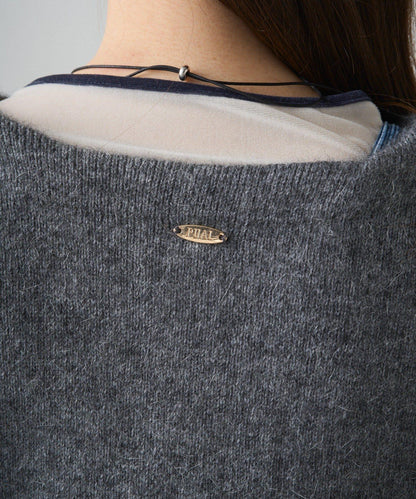 雙面針織無領中長款大衣