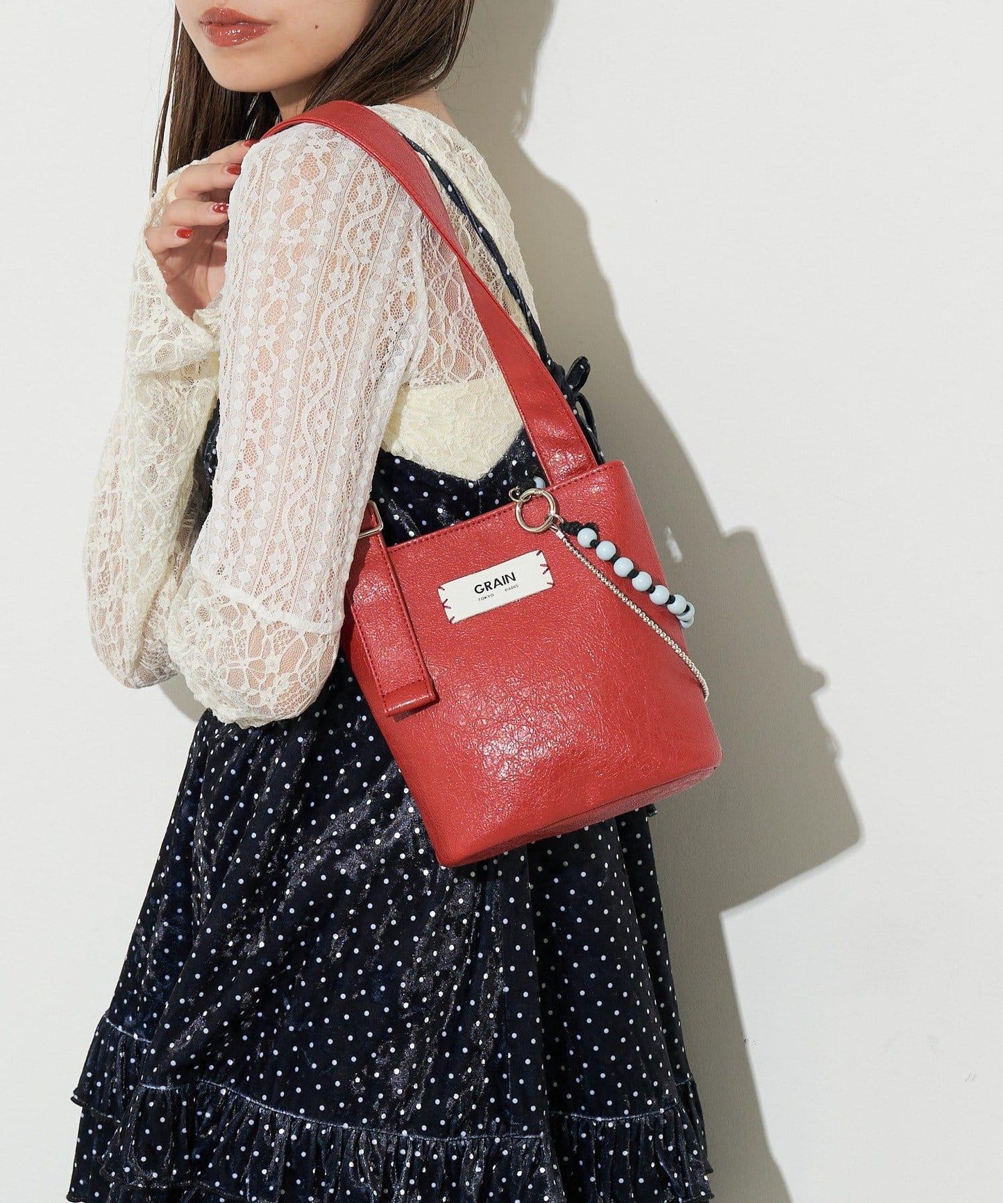 【GRAIN/グレイン】帶珠飾掛件腰包