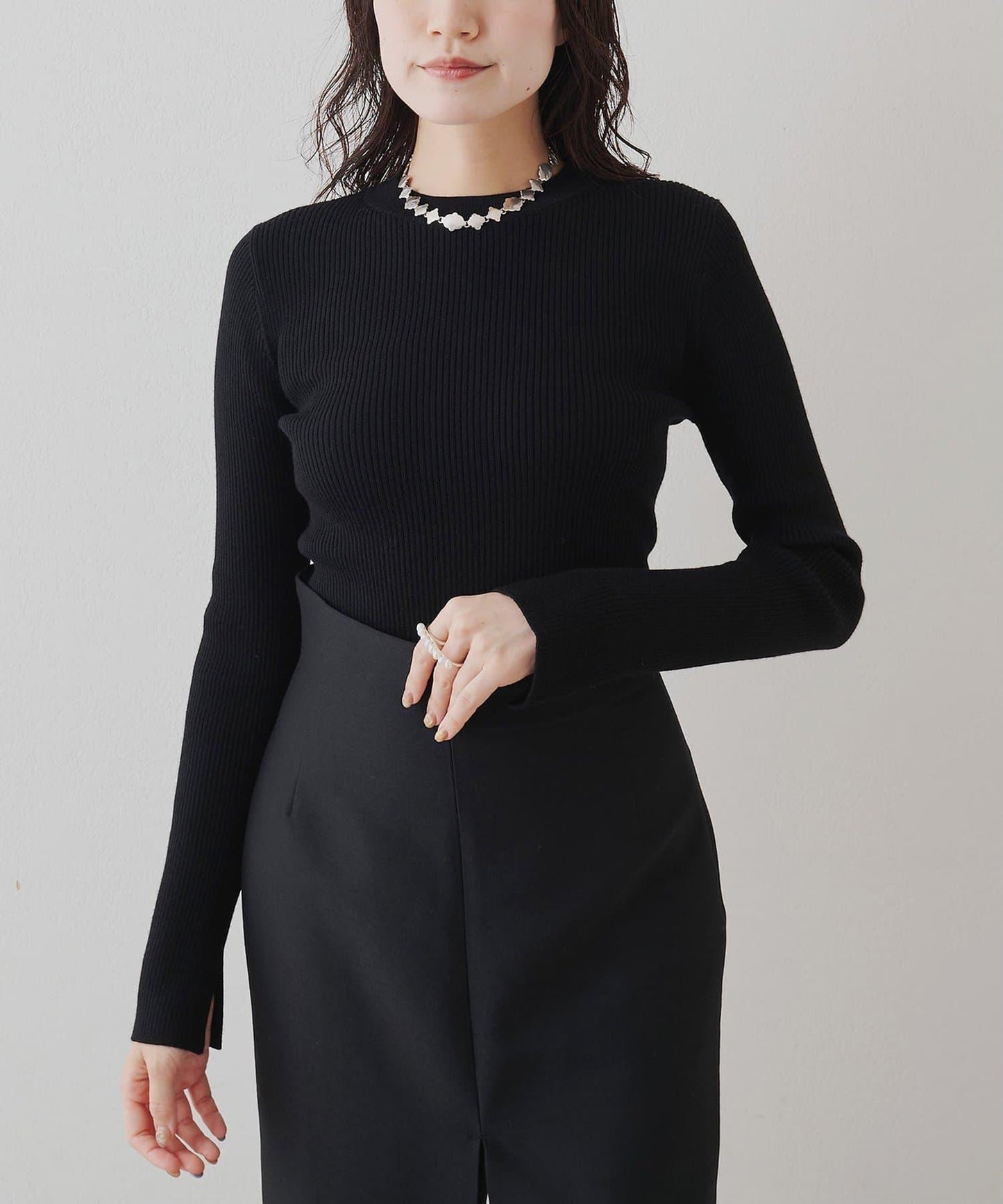 羅紋針織圓領套頭衫