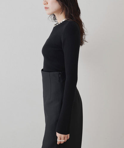 羅紋針織圓領套頭衫